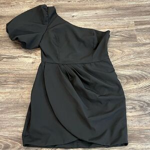 DO+BE One‎ Shoulder Black Ruffle Dress Large